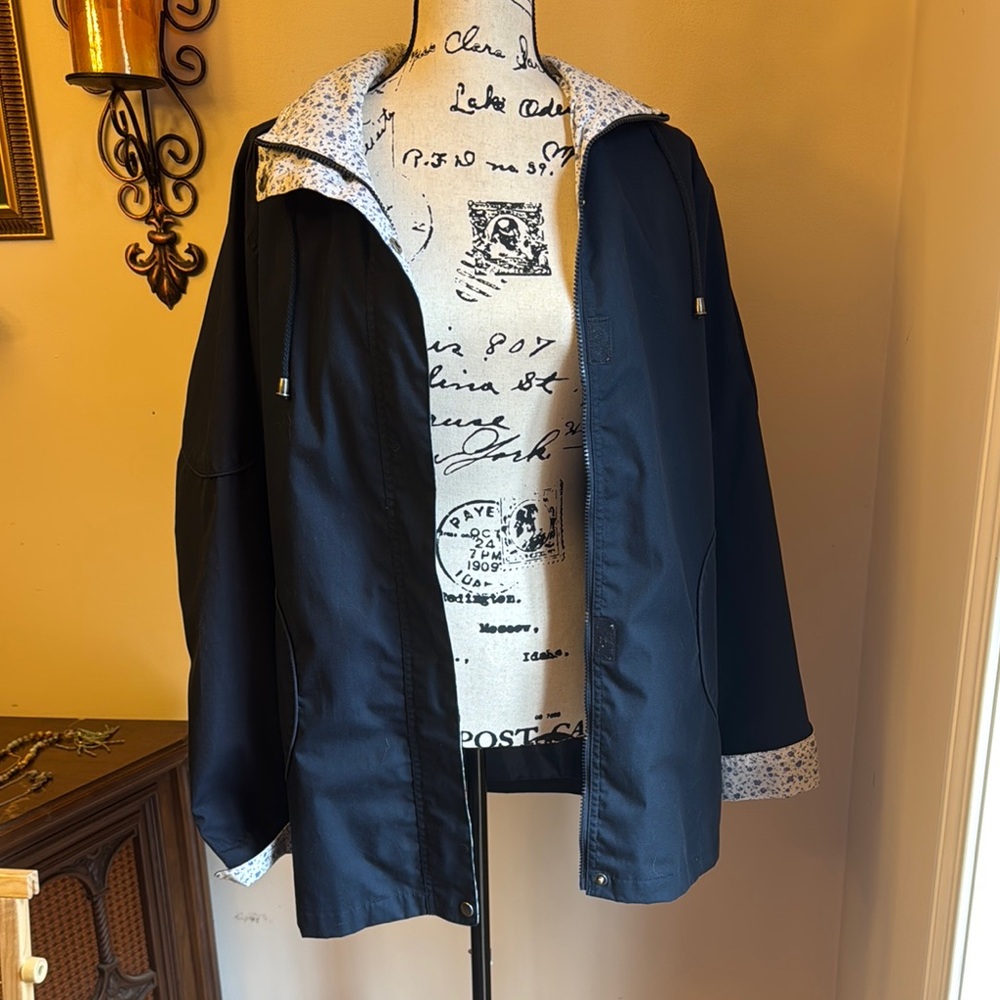Women's Navy Jacket with Floral Lining